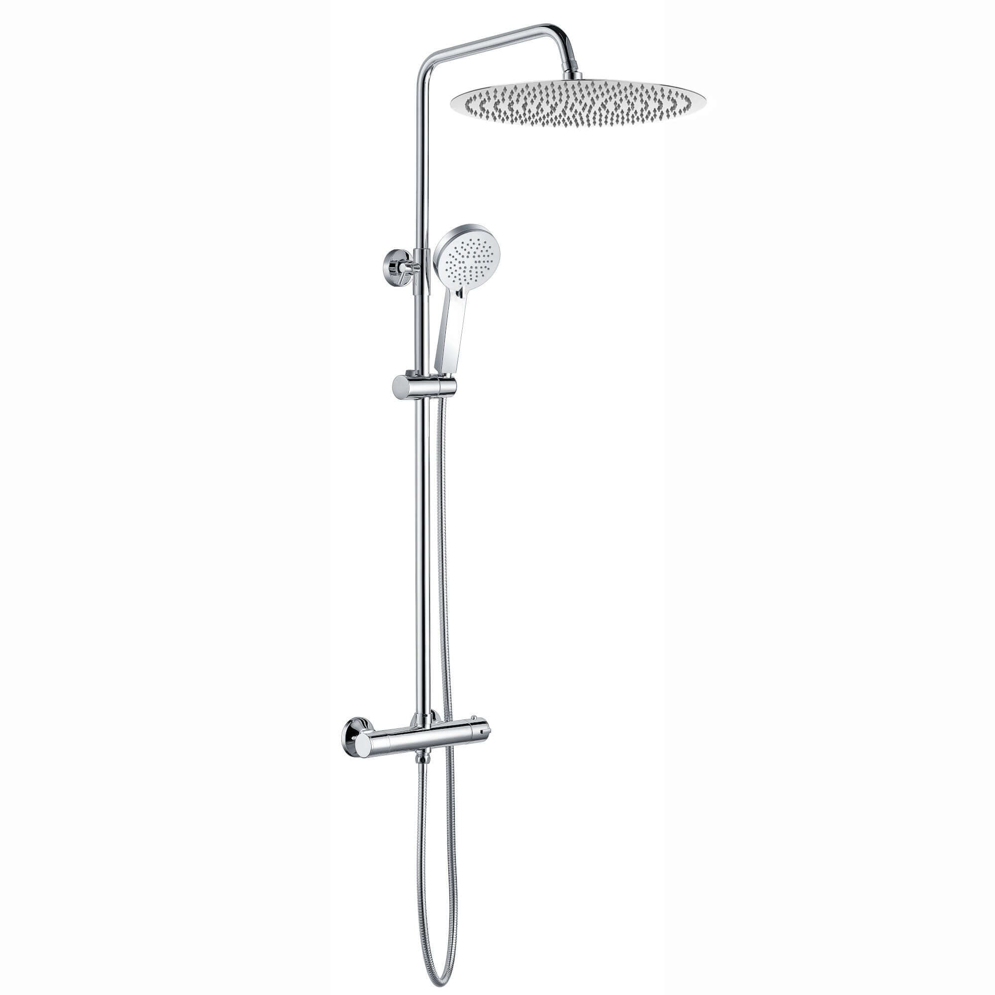 Buy Dune round thermostatic shower set 400mm head & handheld - chrome Online UK | HOUSE OF ENKI